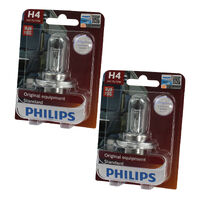 Genuine PHILIPS Standard Headlight Globe H4 24V 75/70W Truck - 2x Bulbs #13342B1x2